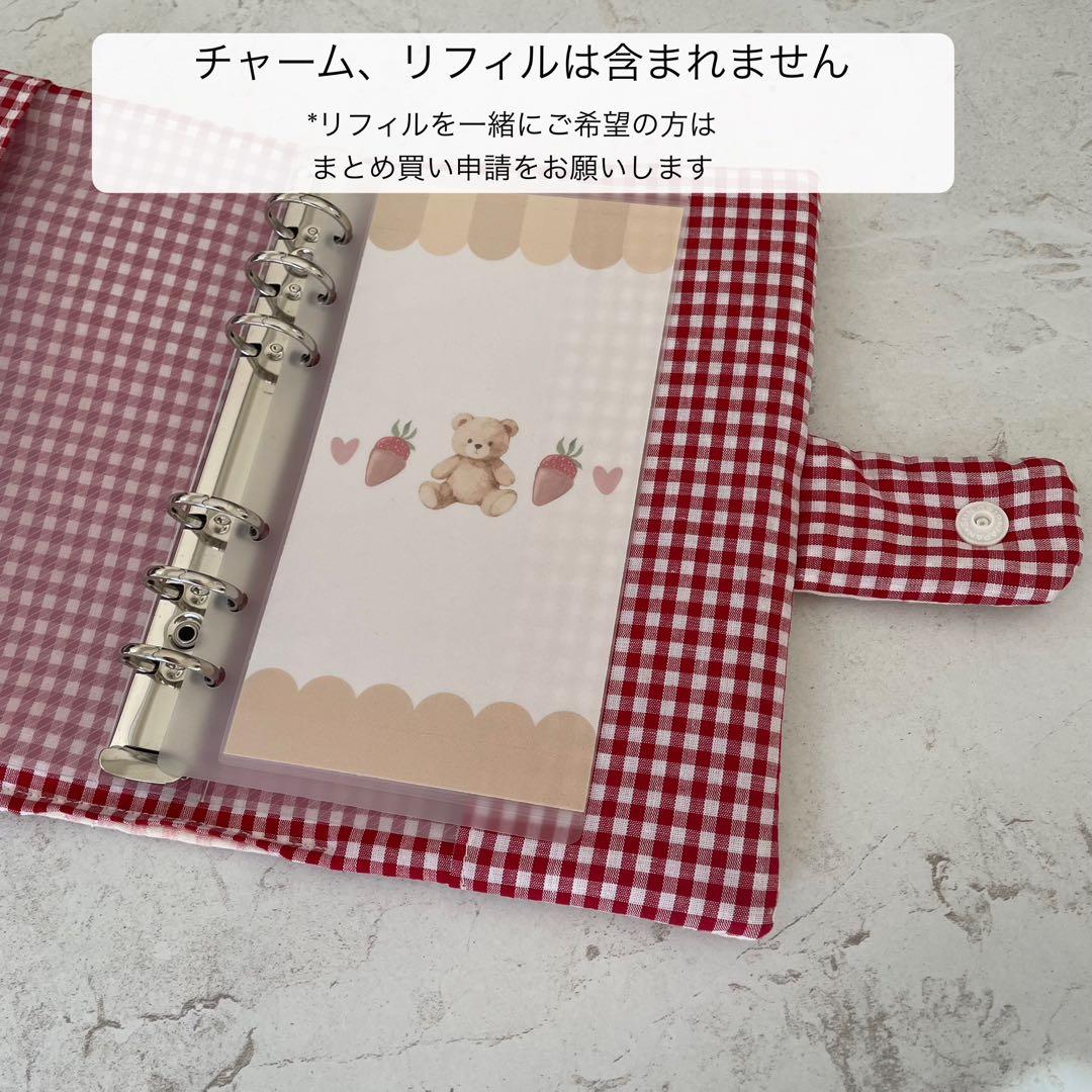 A6バインダー&バインダーカバーセット　韓国　　ハートキルティング リボン