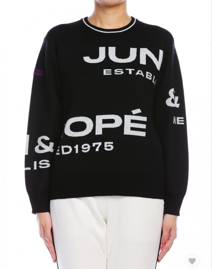 新品タグ付き　JUN & ROPE ロゴプリント セーター　黒　M ゴルフ