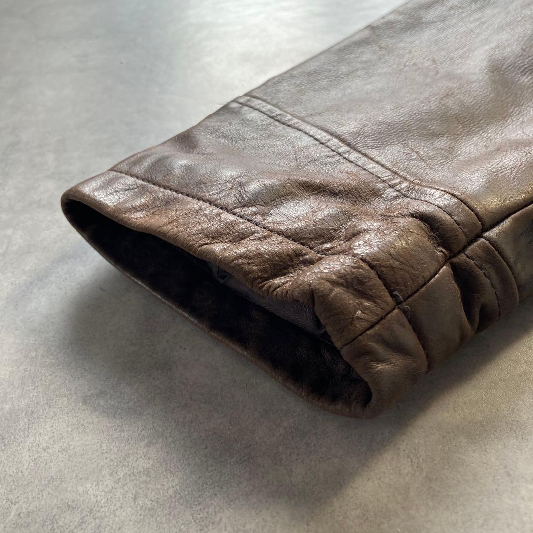 りょう様 リアル レザー シングル ライダース ジャケット XL 本革 茶