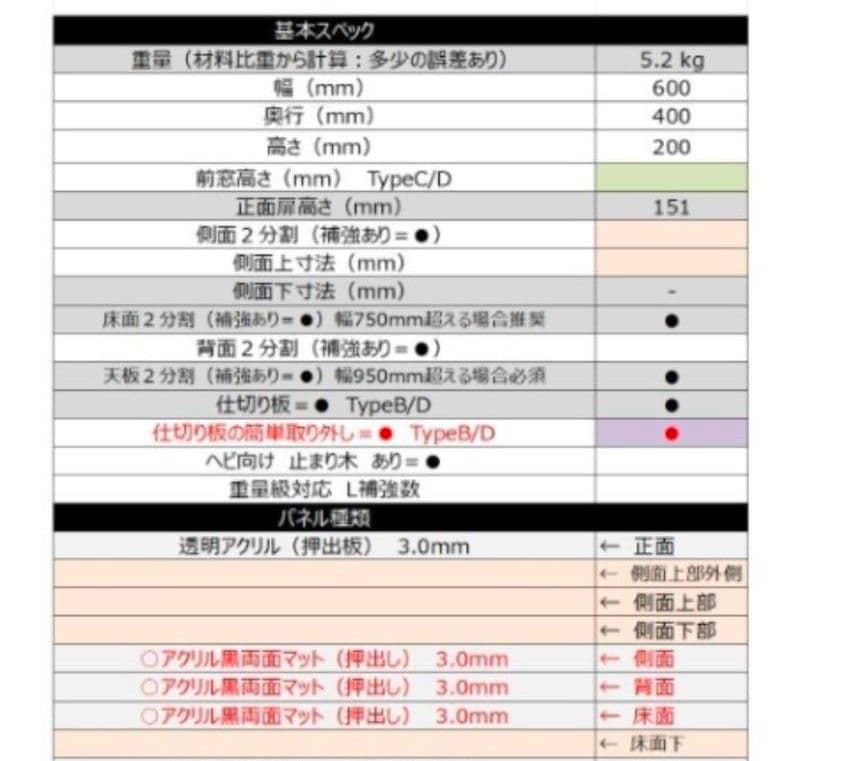 黒✡爬虫類　飼育ケージ 約60cm x 40cm x 21cm