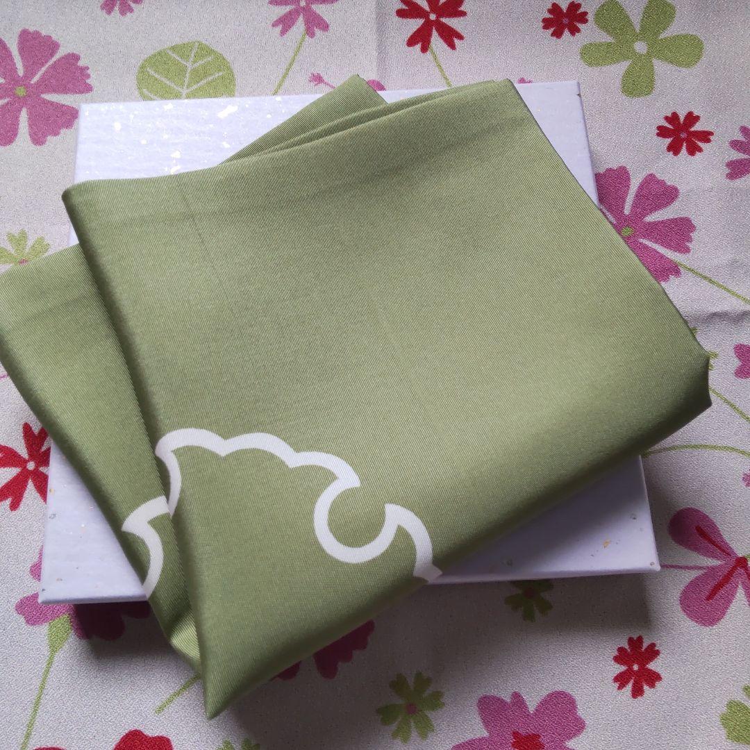 江戸千家　使い帛紗 緑色 　雪輪紋　箱入り