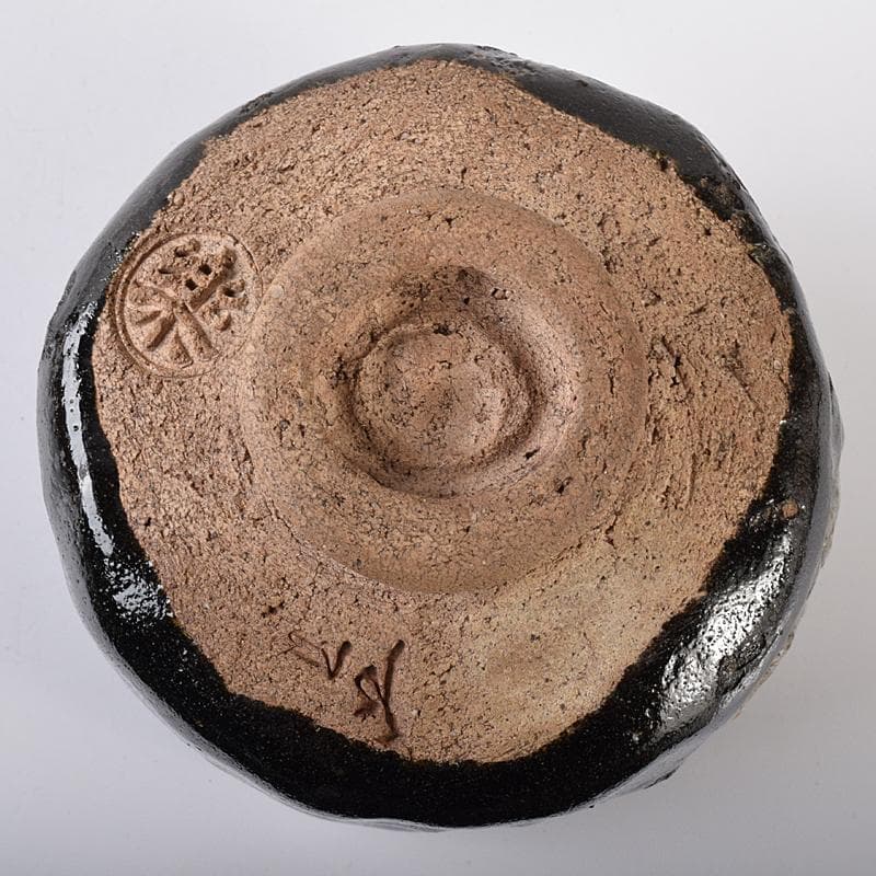 楽吉左衛門　十代旦入造　黒楽筒茶碗　宗左（碌々斎）判書　書付箱　D　R7884