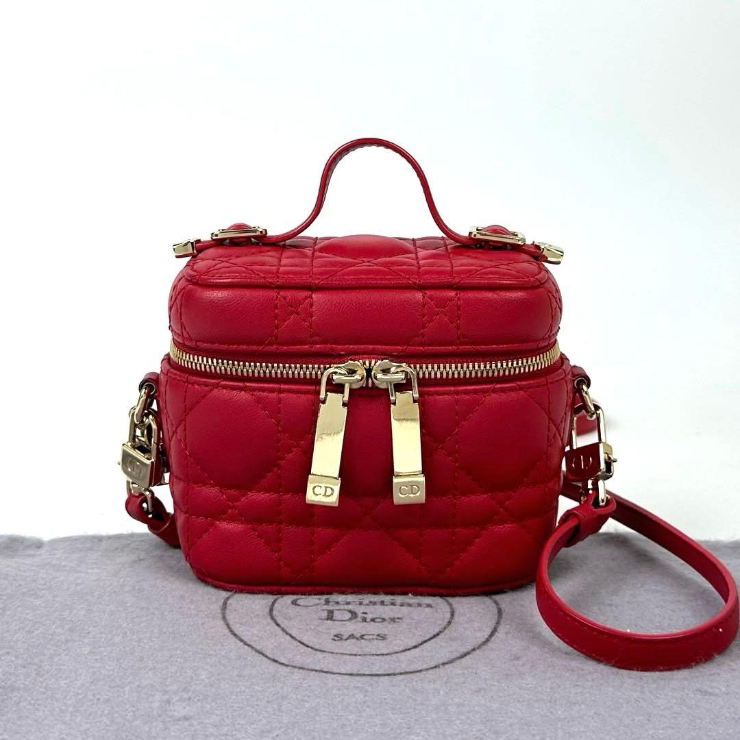 極美品■ディオール　マイクロ　バニティ　ショルダーバッグ　カナージュ　ラムレザー