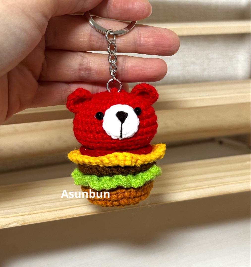 [10点セット] ブタハンバーガー、クマハンバーガーとミニ熊のキーホルダー