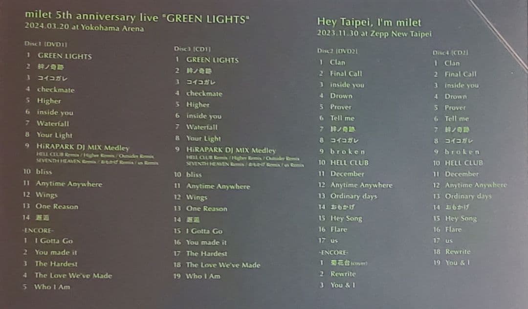 ミュージック milet 5th live GREEN LIGHTS 2DVD+2CD