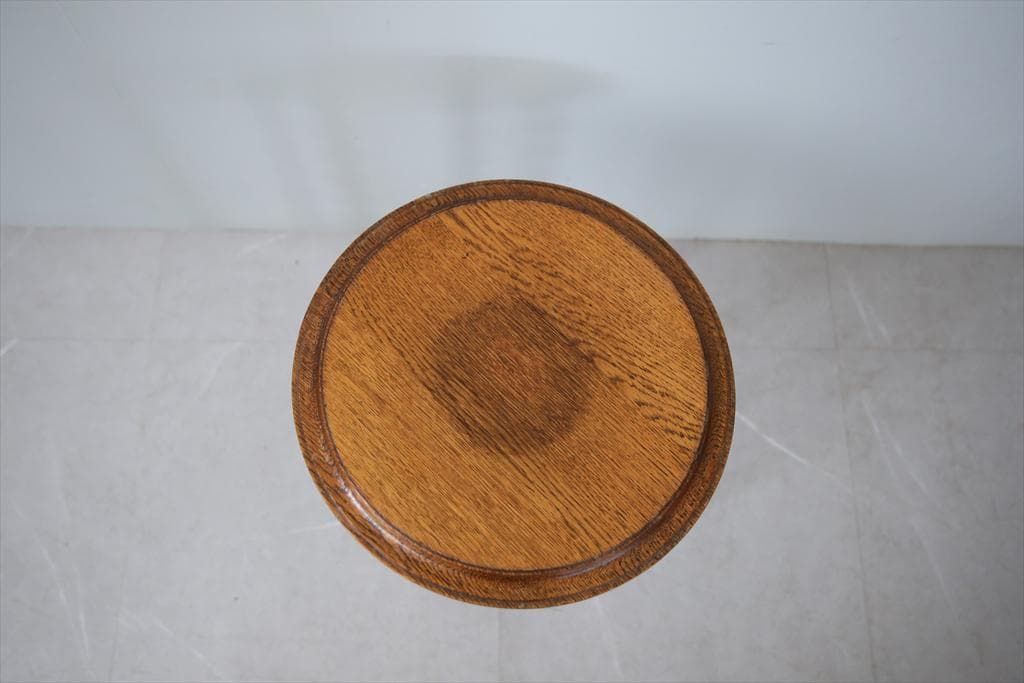 英国アンティーク木製ワインテーブル/サイドテーブル/丸机/飾り棚(90-99)