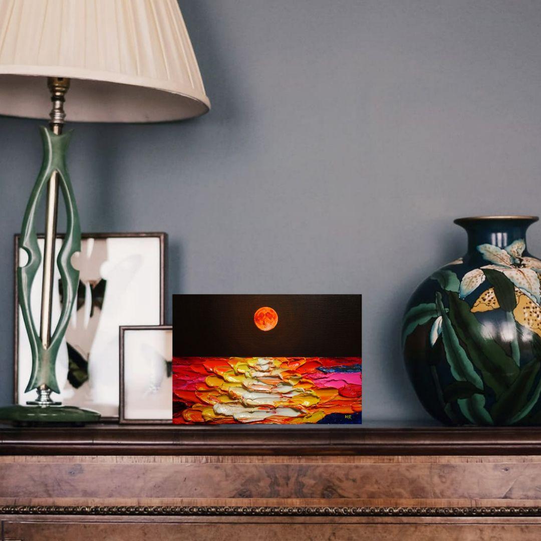 油絵 絵画 【オレンジの満月】