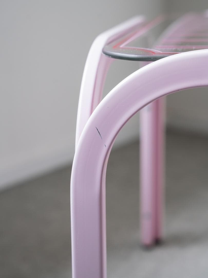 80-90's ポストモダン アイアン ガラステーブル レトロポップ