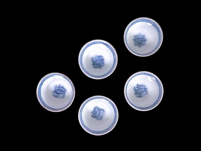 大聖寺伊万里　金襴手　金唐草に牡丹の図　小猪口　５客　N276AS-CZm