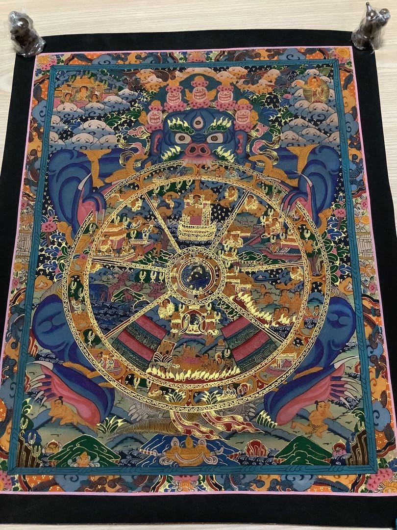 《 チベット密教　新品　1点物 》 手描き　曼荼羅　仏陀　六道輪廻　仏教　a2
