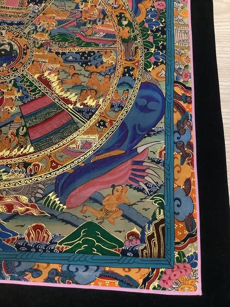 《 チベット密教　新品　1点物 》 手描き　曼荼羅　仏陀　六道輪廻　仏教　a2