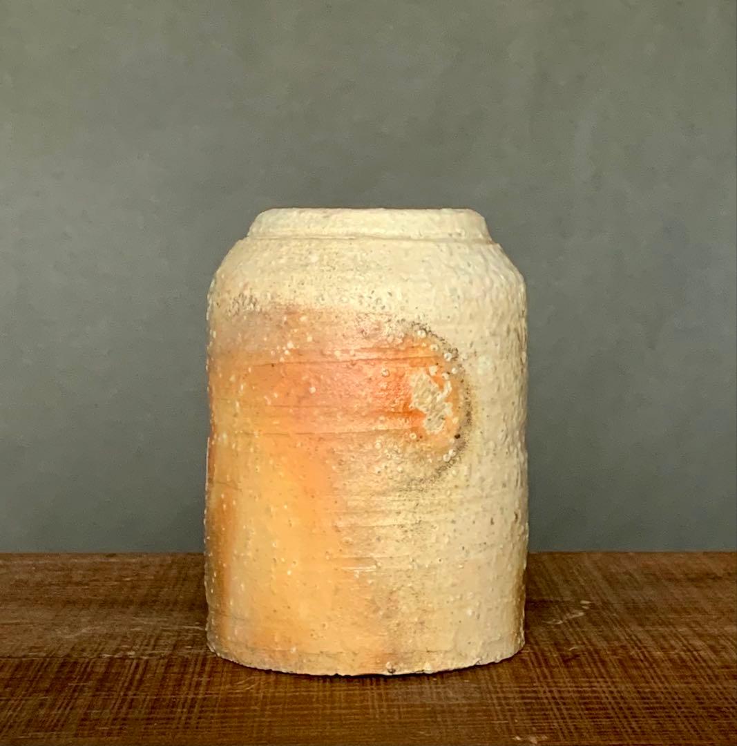 自然釉花入 花器 信楽 穴窯 薪窯 窯変 緋色 焼き締め フラワーベース