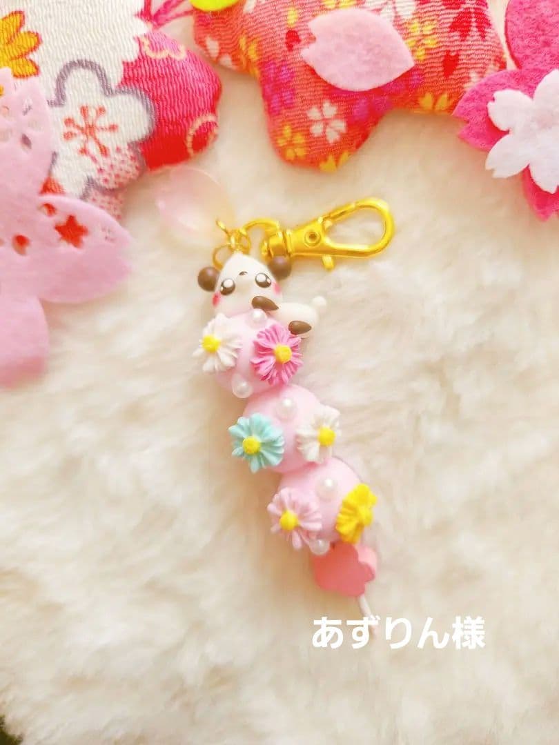 春爛漫フラワー団子　パンダ　フェイクスイーツ　樹脂粘土　スイーツデコ　春