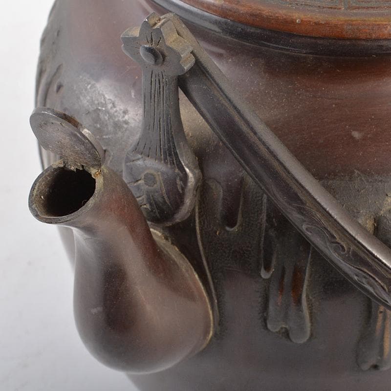 煎茶道具　唐銅　雨垂文様　水注　水次　銅瓶　合わせ箱　M　R6543