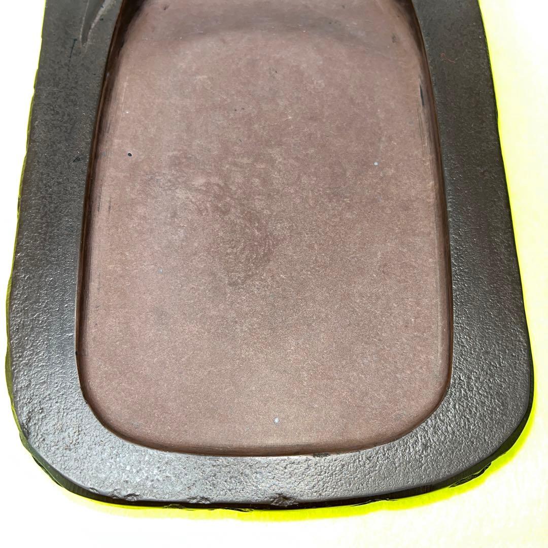 ⭕️赤間硯　昭竜山　笹竹彫刻　四六寸大　縁を手間掛け細かく打突