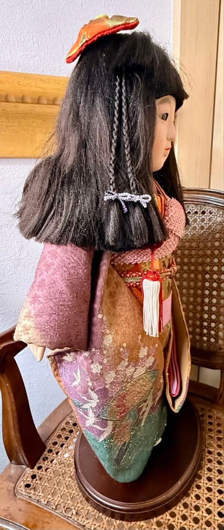 豪華 飾り市松 市松人形 50cm 特製 日本人形 着物 玉虫色