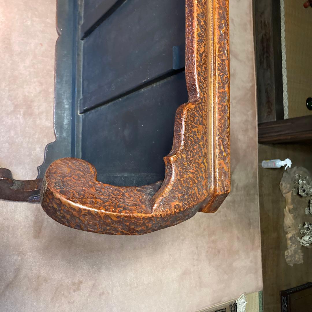 赤褐色 木製座卓 装飾的な脚部