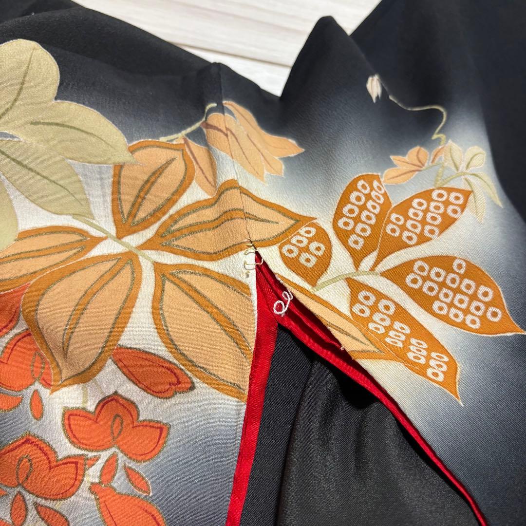 正絹 アンティーク着物 振袖 三つ紋