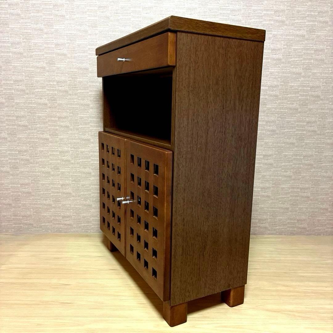 ASKA 格子扉 木製キャビネット 電話台
