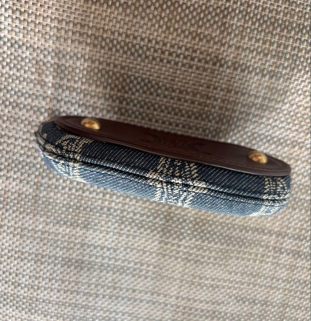 セリーヌCELINE デニム 本革ケース キーリング付き小銭入れ