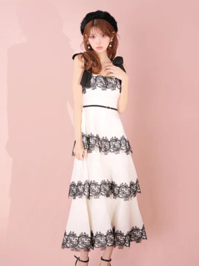 ホワイトfm3487 ディアバイローブドフルール　エルケイ　キャバドレス