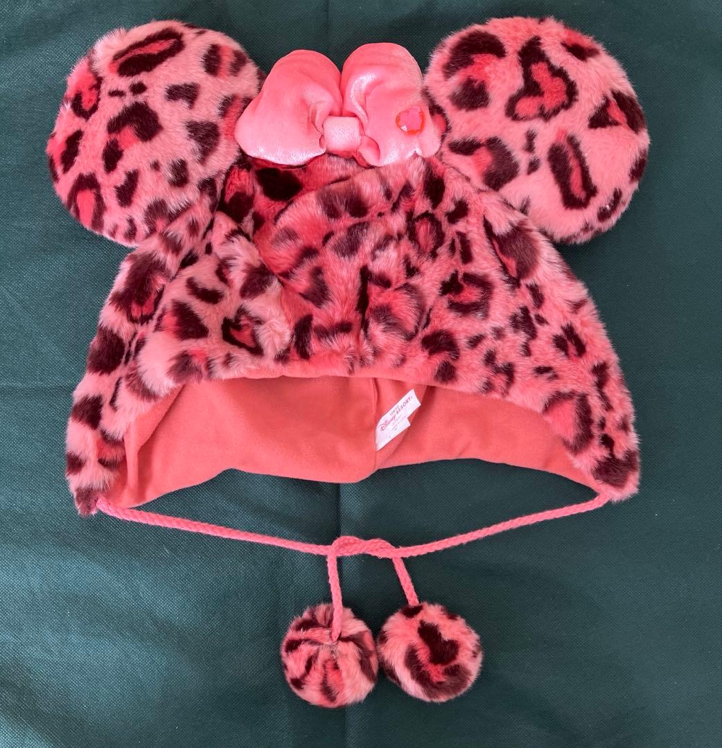 ディズニー　ミニー　ファンキャップ　ヒョウ柄　ハート型　ビジュー　ピンク　人気色