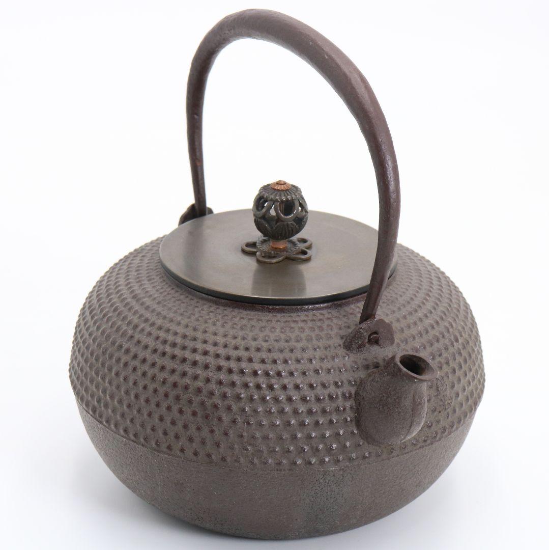 釜師 佐藤清光 霰鉄瓶 煎茶道具 共箱　V664　YSy