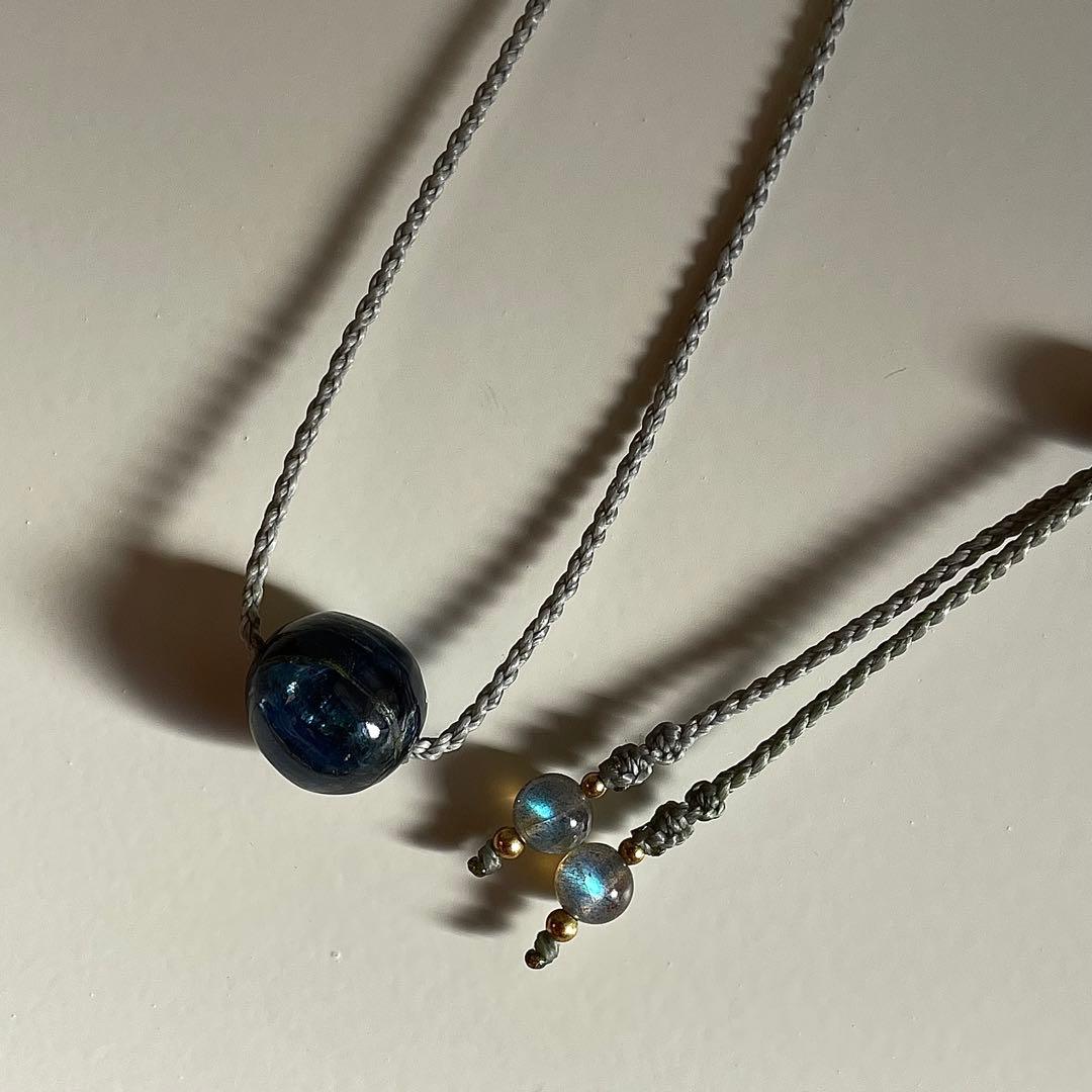 カイヤナイト ネパール産 ＊ マクラメネックレス 10