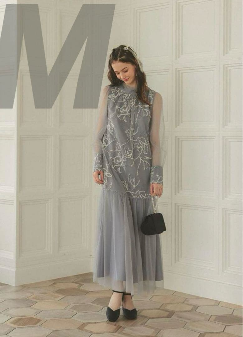 7★新品★La cadence　フェザーフラワーチュールドレス　M