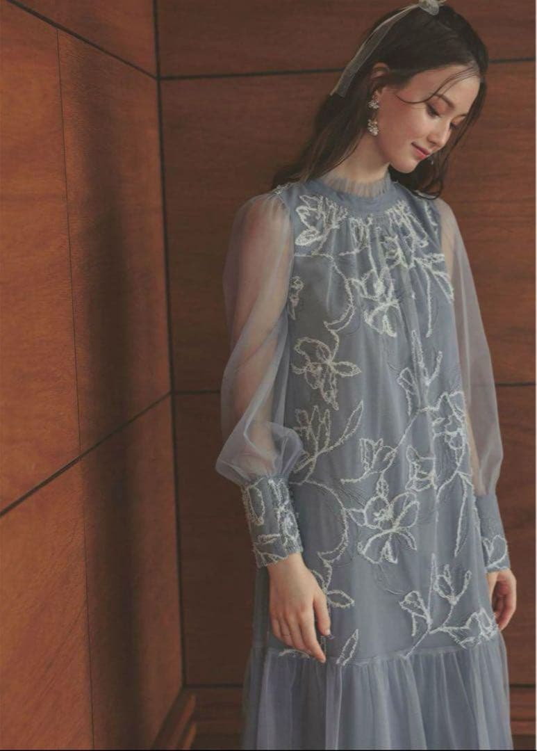 7★新品★La cadence　フェザーフラワーチュールドレス　M