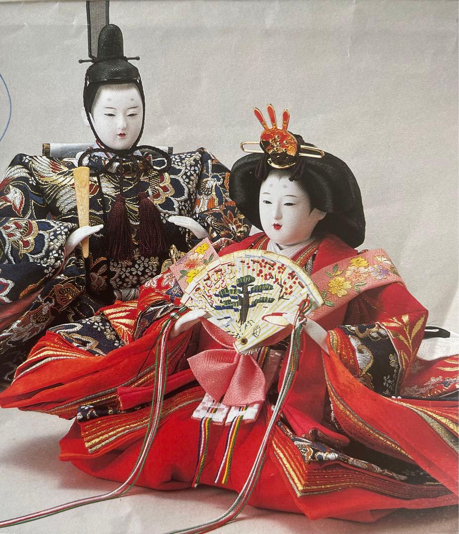 美品　原孝州　お雛様　雛人形　三段飾り　五人飾り　桜刺繍　光るぼんぼり