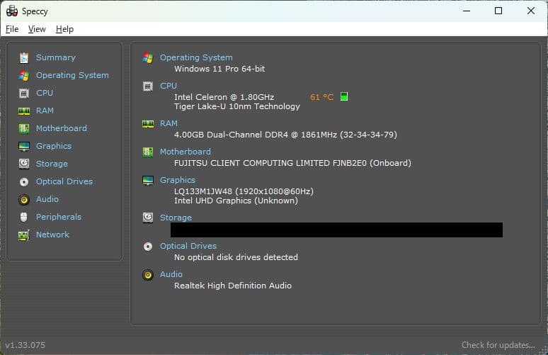 [ジャンク] FUTRO U9311M (11世Cel / 4G / スト無)