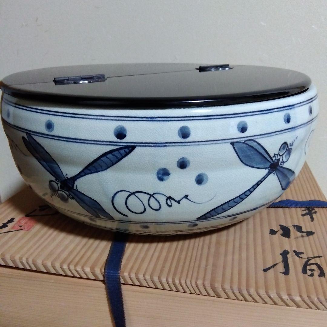 【値下げ】 平水指 安南とんぼ 久己 共箱入 塗蓋 茶道具 茶器 陶器 古美術