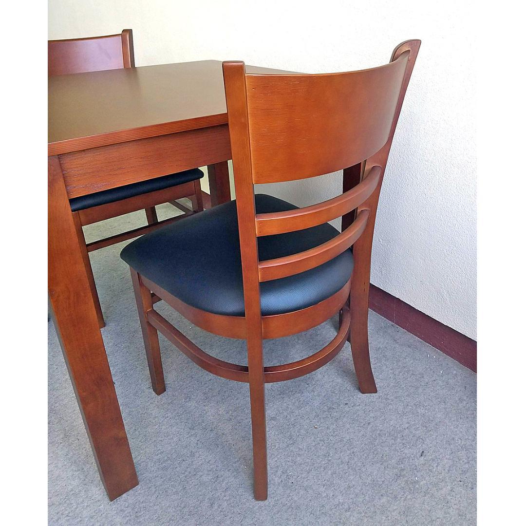 ダイニングテーブルセット 2人用 75cm角正方形 ブラウン 天然木 PVC張