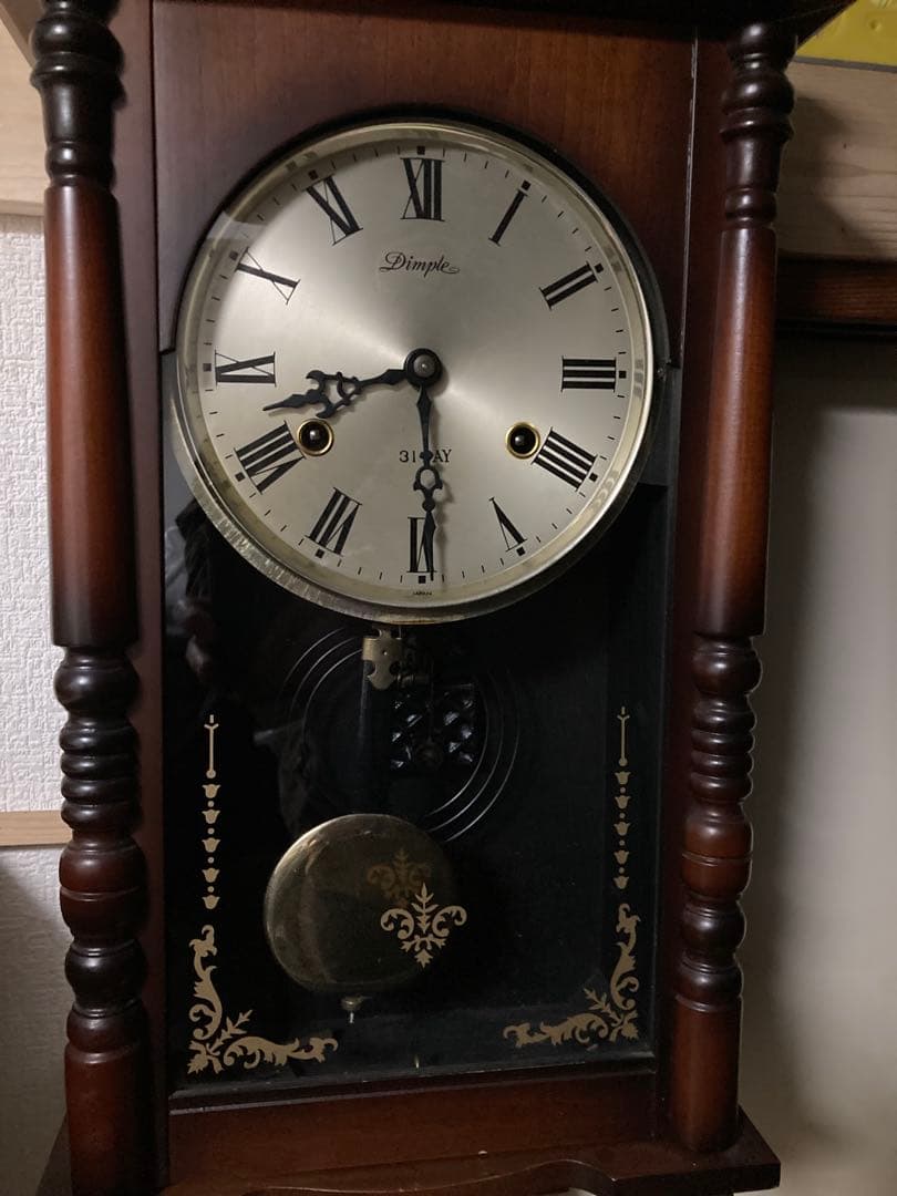 Dimple ドイツ製31 DAY アンティーク柱時計 稼働中