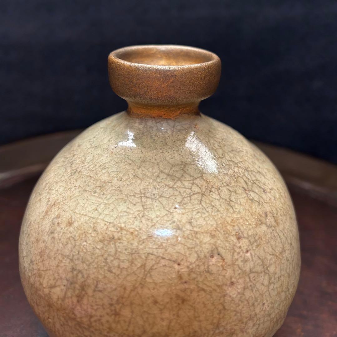 李朝初期　刷毛目丸徳利　本物保証