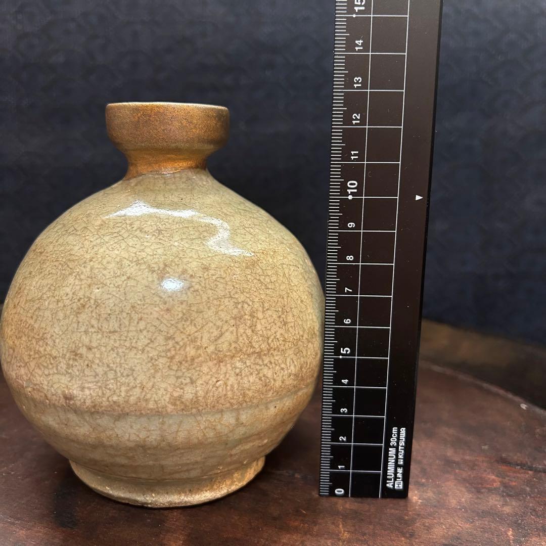 李朝初期　刷毛目丸徳利　本物保証