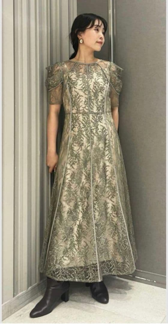 FRAY I.D リーフレースパイピングドレス