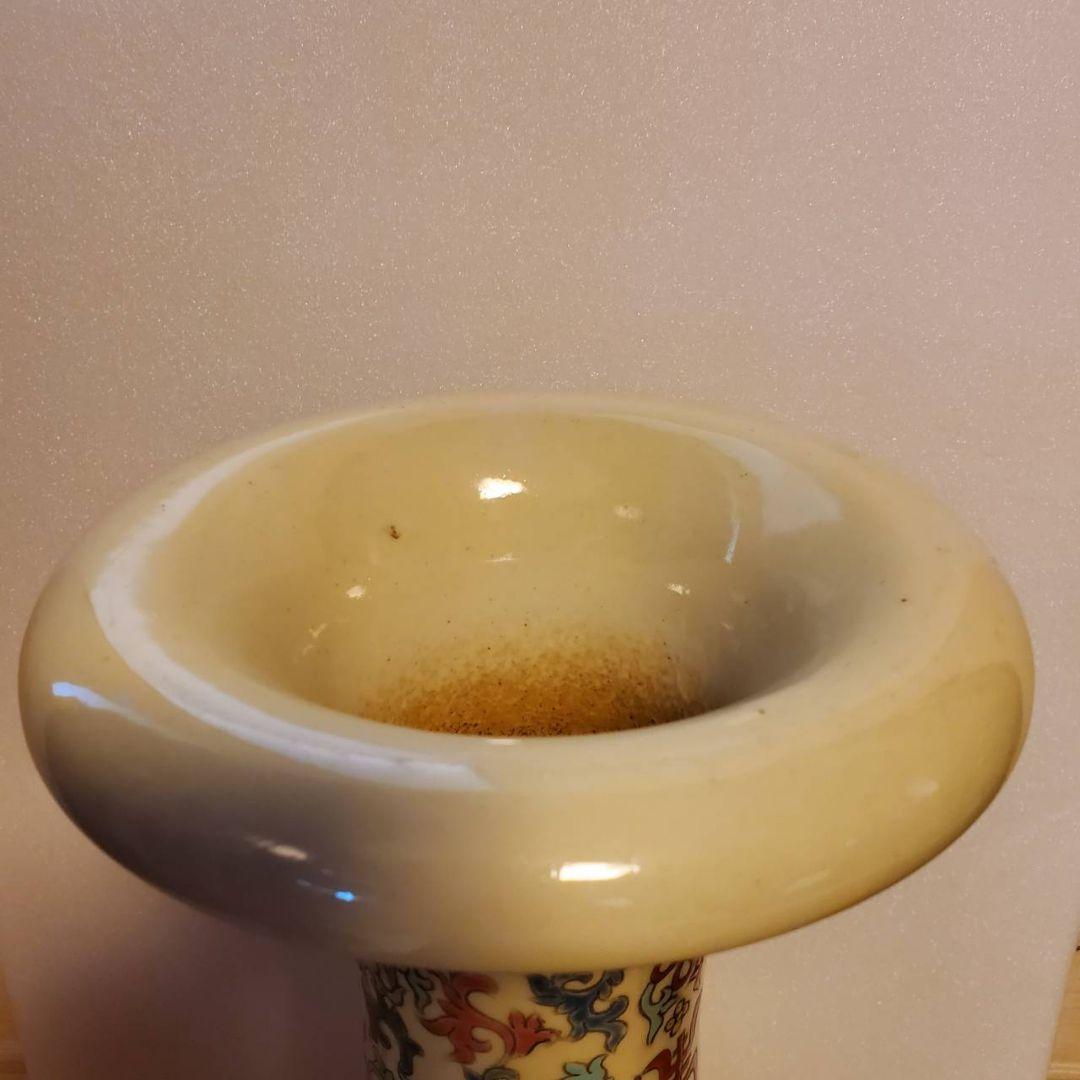 中国古玩　大清雍正年製　色絵粉彩唐草龍鳳凰文様　大花瓶