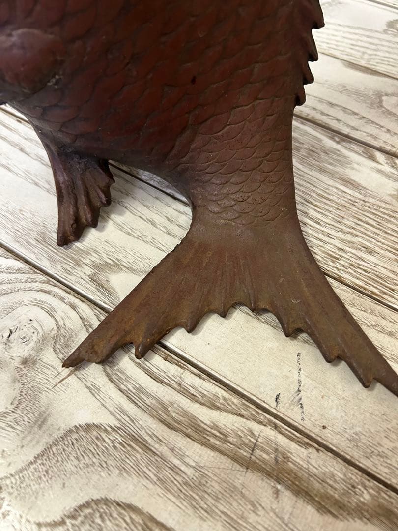 金運アップ　恵比寿と鯛　ブロンズ 魚と人物像 アート作品