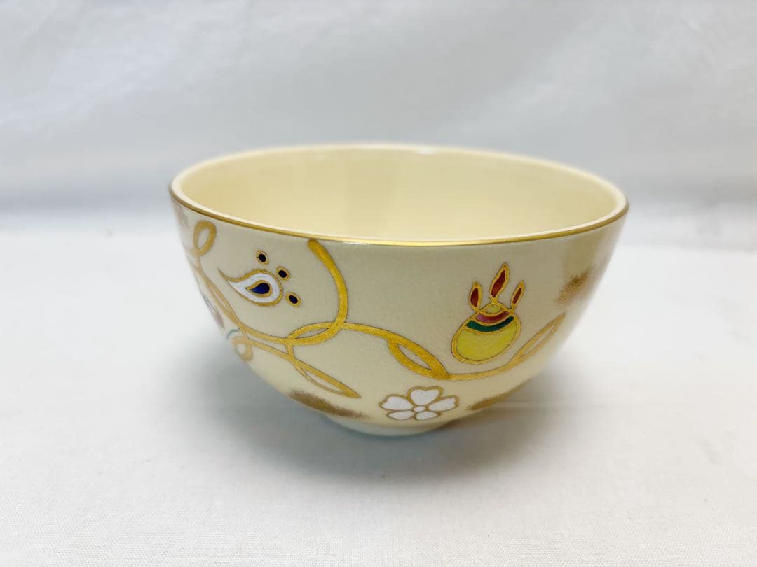 未使用 茶道具 木製黒真塗 花丸蒔絵 茶箱セット 茶器揃え 紙箱