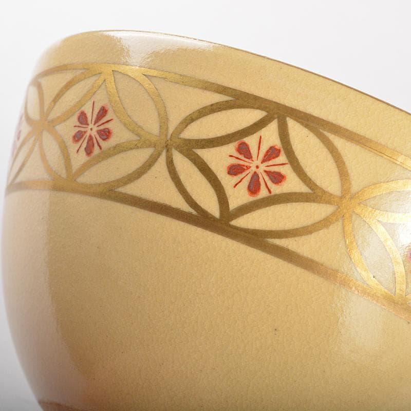 茶道具　京焼　平安　香泉造　色絵金彩　七宝文　茶碗　猗々斎極め箱　V　R7215