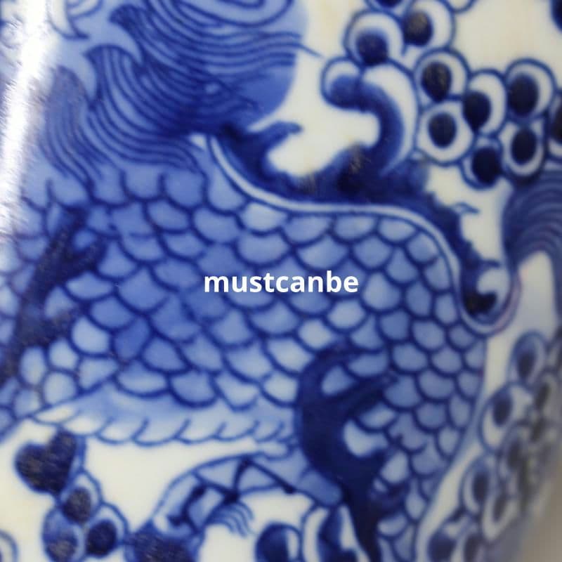 青花着花麒麟紋将軍壺 景徳鎮 陶磁器 装飾品 現代工芸品 美術品 置物