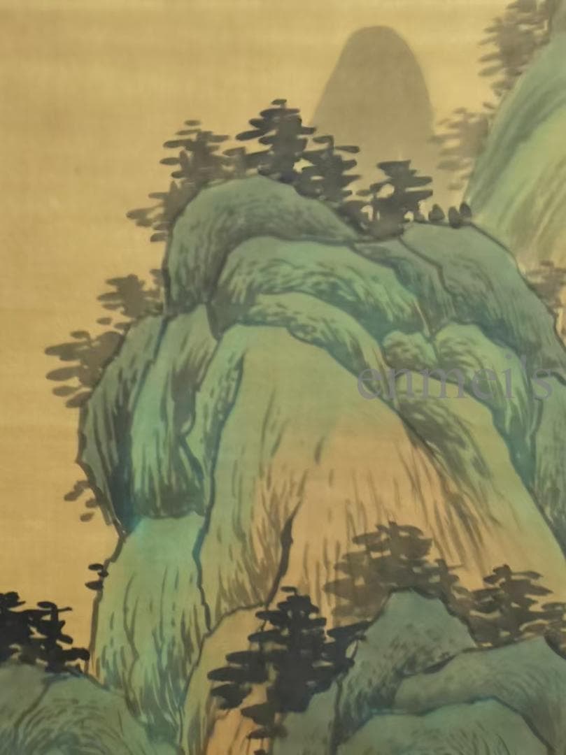 中国古美術 明代 董其昌作款 山水画 絹本 四尺 中堂画 唐物 肉筆 時代画家