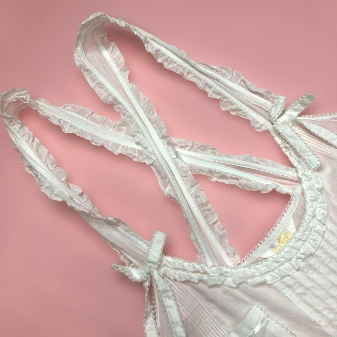 【美品】ピンクハウス 白 ピコフリル ピンタック 三股タブリエ/2022年