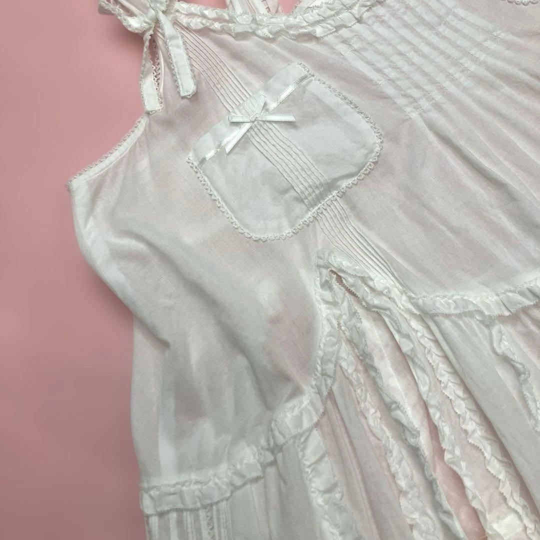 【美品】ピンクハウス 白 ピコフリル ピンタック 三股タブリエ/2022年