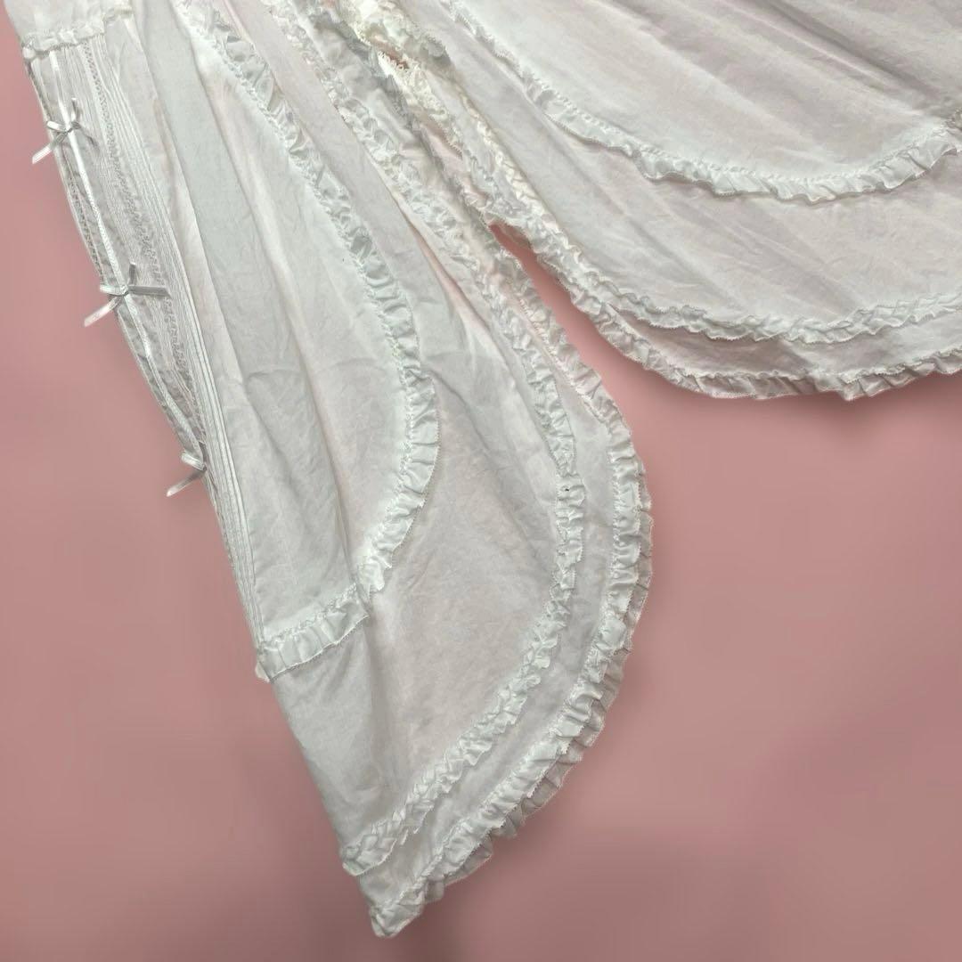 【美品】ピンクハウス 白 ピコフリル ピンタック 三股タブリエ/2022年