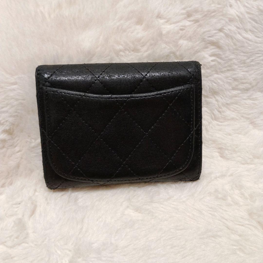 シャネル　ラムスキン　折り財布　カードケース　ケース　シルバー