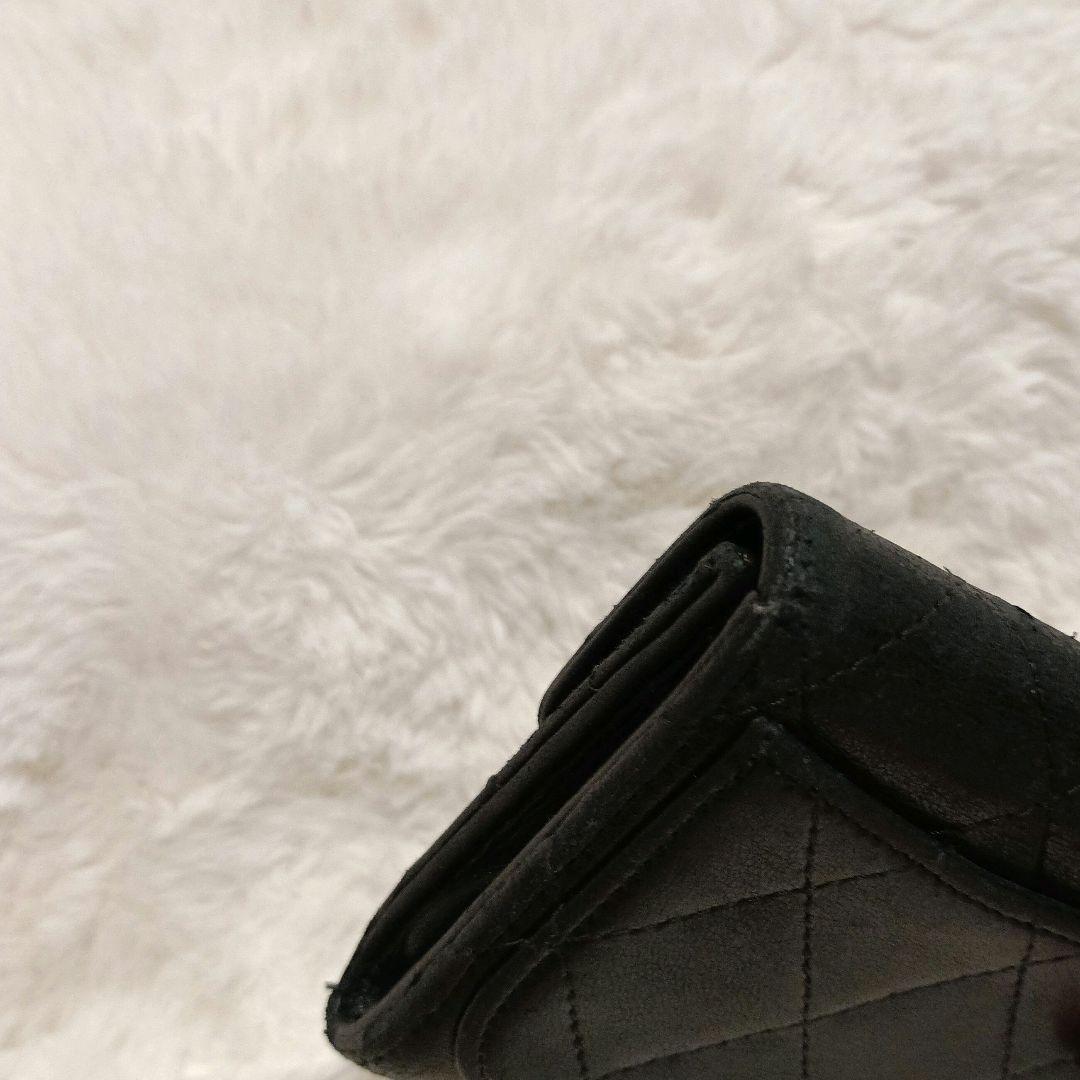 シャネル　ラムスキン　折り財布　カードケース　ケース　シルバー