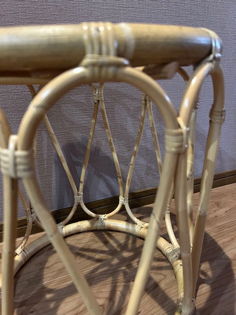 ラタン　ガラステーブル